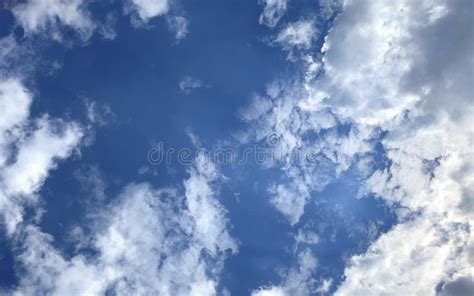 Calm Natural Relax Background Beautiful Blue Sky With White Clouds