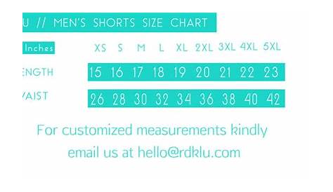 Men's Shorts Size Chart / Size Chart Men S Clothing Size Chart Haggar