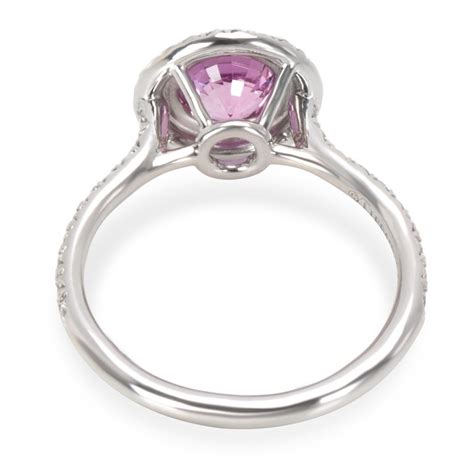 Tiffany soleste® oval cut yellow diamond double halo engagement ring in platinum. Tiffany and Co. Pink Soleste Sapphire Diamond Engagement Ring in Platinum 0.36Ct For Sale at 1stdibs