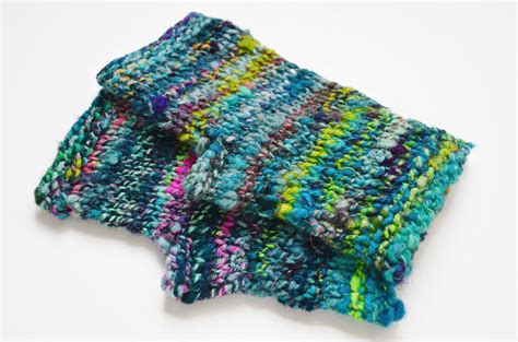 Recommended for knitters with a little experience. bulky handspun yarn knit fingerless mitts pattern ...