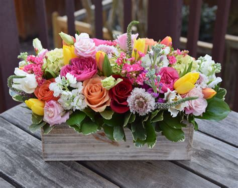 Blooming Garden With Fresh Flowers In A T Box Handcrafted By