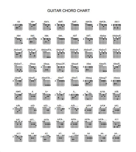 Beginner Guitar Chord Chart Printable Printable Guitar Chord Chart