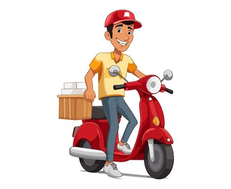 Premium Vector Food Delivery Driver Cartoon Set Isolated On A White