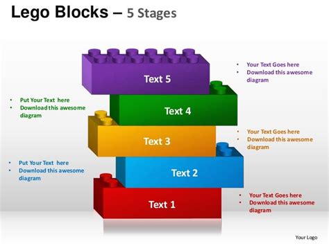 5 Stages Lego Blocks Powerpoint Templates