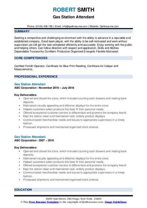 Access our database of cover letters for internships and recent grad positions. Gas Station Attendant Resume Samples | QwikResume