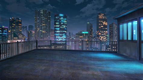 Anime Rooftop Background Dark Dark Anime Street At Night Background
