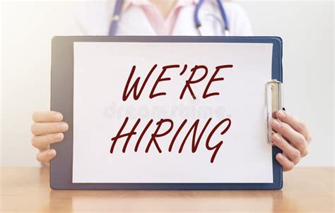 We Are Hiring Message Inscription On Board Medical Job Stock Photo