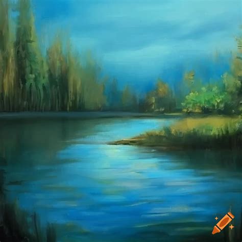 Painting Of A Serene Lake Scene On Craiyon