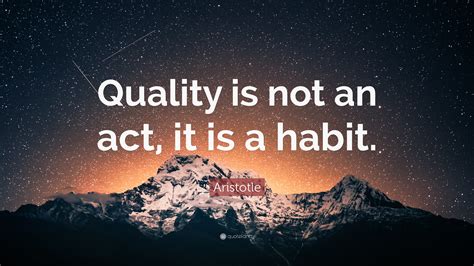 It is what it is. Aristotle Quote: "Quality is not an act, it is a habit ...
