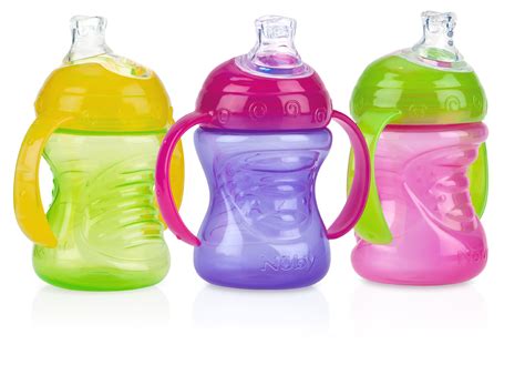 Nuby Grip N Sip Soft Spout Trainer Sippy Cup 3 Pack