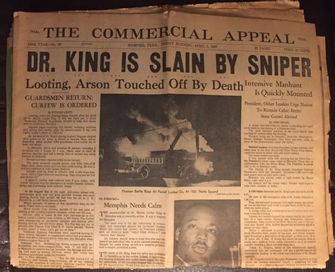 Original Martin Luther King Jr Assassination Newspaper From The Day