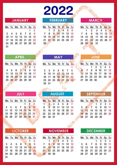 Printable 2022 Yearly Calendar 9 Templates Riset