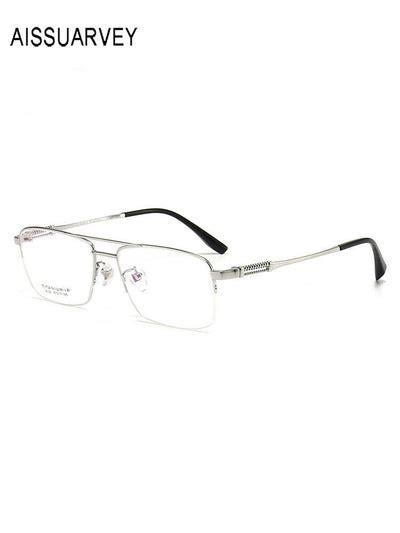 aissuarvey men s large semi rim square titanium frame eyeglasses 8126 fuzweb