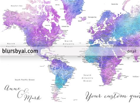 Printable Push Pin Map Custom Quote Printable File For World Etsy