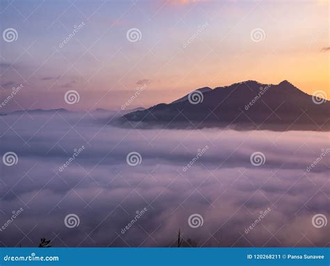Beautiful Landscape Lot Of Fog Phu Thok Stock Image Image Of Sunrise