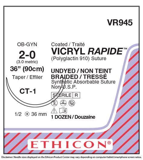 Ethicon Vr945 Vicryl Rapide Polyglactin 910 Suture