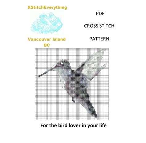 Hummingbird Cross Stitch Pattern Hummingbird Bird Cross Etsy Canada