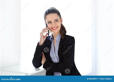 Smiling Business Woman Speaking On Mobile Phone Stock Image Image Of