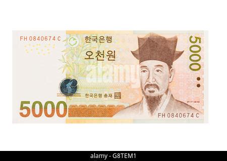 Südkorea fünftausend 5000 Won Banknote Stockfotografie Alamy