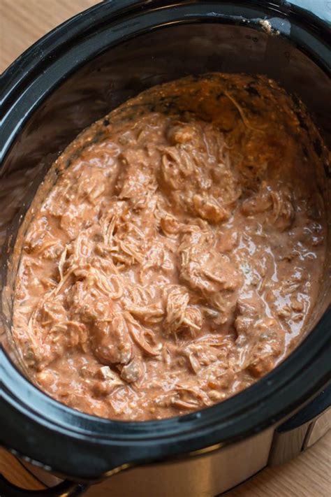 Let it melt or stir it around and help it out a bit. Slow Cooker Chicken, Salsa and Cream Cheese Enchilada ...