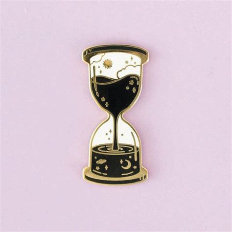 Space And Time Hourglass Pin Black In 2021 Enamel Pins Hard Enamel