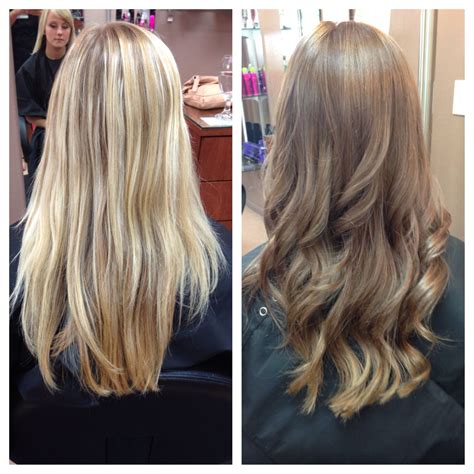 blonde to brown hair transformation with subtle ombré