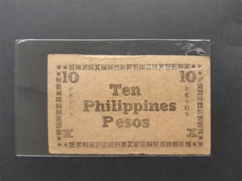 10 Pesos Negros Emergency Currency Board Certificate 1944 As Is