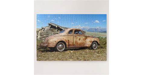 Old Vintage Rusty Barn Find Car Automobile Jigsaw Puzzle Zazzle