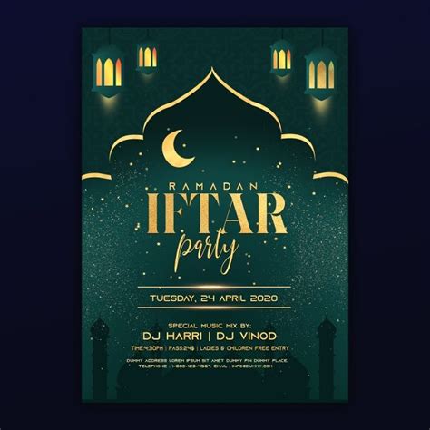 Green Theme Ramadan Iftar Party Invitation Psd Flyer Template Download