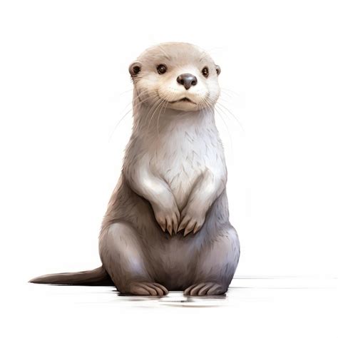 Premium Ai Image Cute Otter Illustration In Realistic Hyperdetailed Style