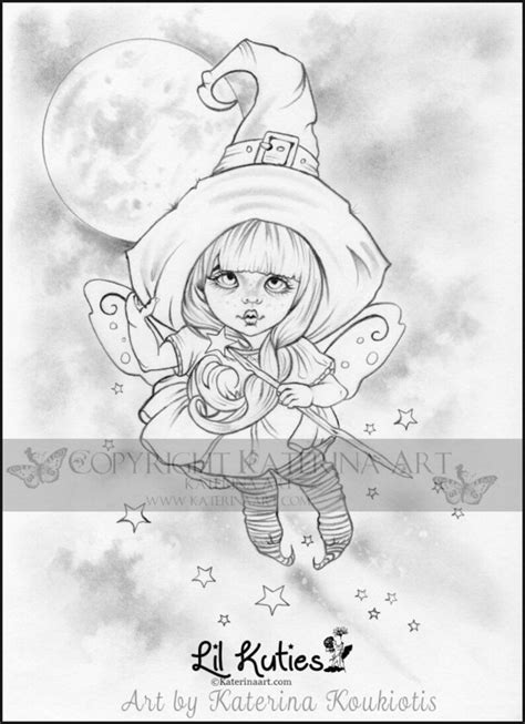 Original Pencil Sketch Drawing Little Fairy Witch Fantasy Art Etsy