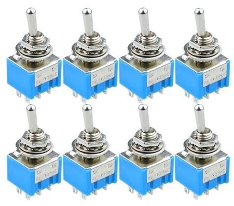 10pcs Mts202 Blue Toggle Switch Dpdt Double Pole Double Throw 2