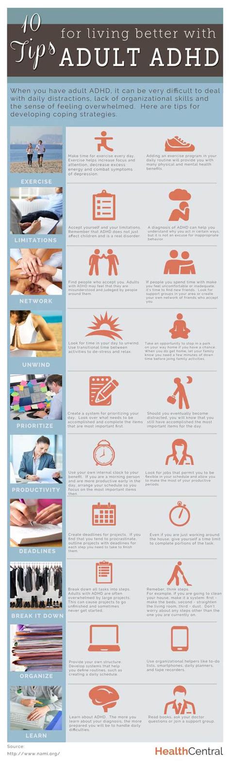 10 Tips For Living Better With Adult Adhd Infograph