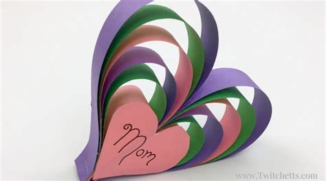 Construction Paper 3d Heart Craft For Mom Video Twitchetts