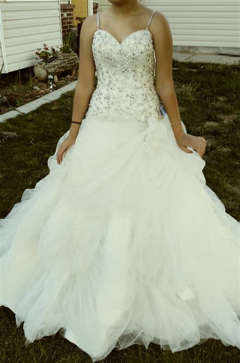 Crystal Beaded Bodice Organza Ball Gown Size 8 Bridal Gown
