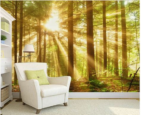 Custom Nature Wall Murals Woods Morning Scenery Paintings For The