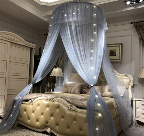 Lotus Karen Princess Bed Canopy Romantic Round Dome Double Ruffles