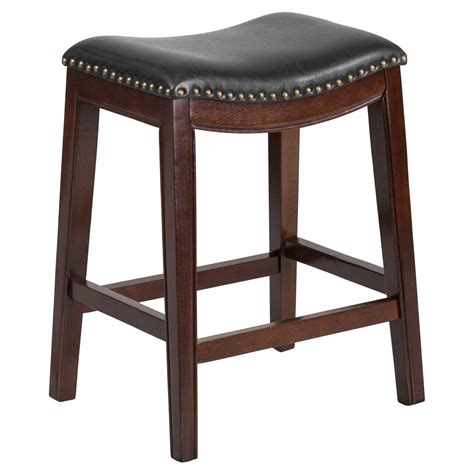 Flash Furniture 26 In Backless Wood Counter Height Stool With Black