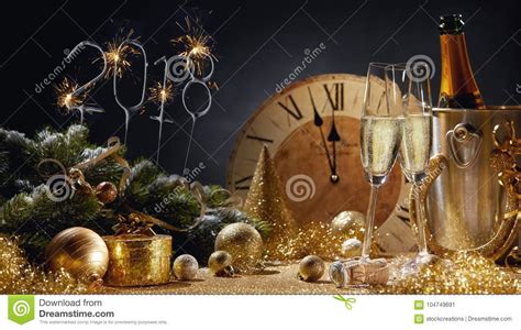 2018 Festive Golden New Year Still Life Stock Image - Image of party ...