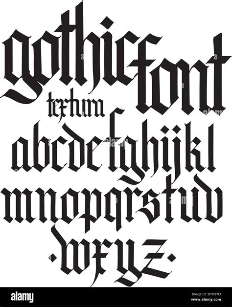 Gothic English Alphabet Vector Set Font For Tattoo Personal And