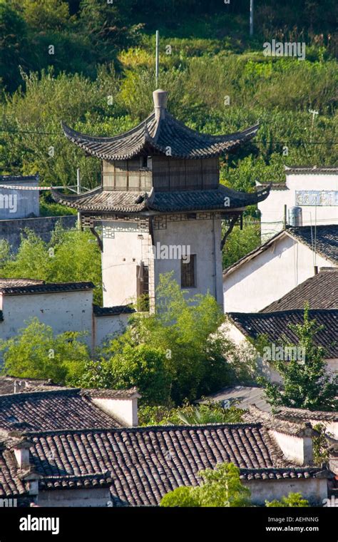 Tower In Ancient Huizhou Style Chinese Village Xidi China Stock Photo