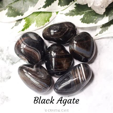 Black Agate Crystal Tumbled Stone Polished Gemstone Etsy