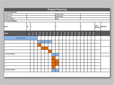 Project Planning Spreadsheet Template