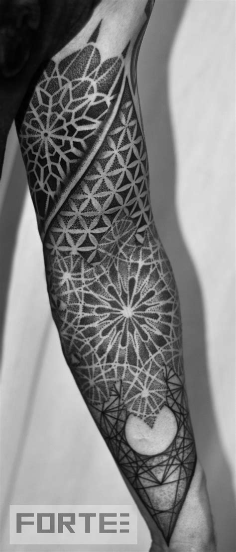 Flower Of Life Sacred Geometry Dot Work Mandala Sleeve Geometric