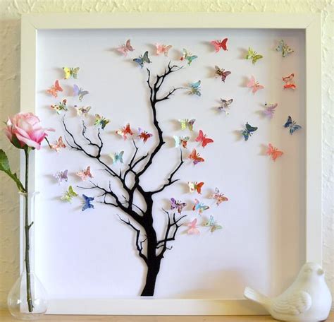 Fly Away With Me Paper Tree Butterflies Framed Art Unique Present