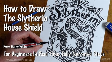 How To Draw The Slytherin Coat Of Arms Hogwarts School House Shield