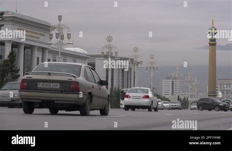 Traffic On Main Avenue In Ashgabat Turkmenistan Stock Video Footage
