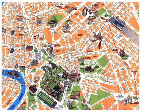 Detailed Tourist Map Of Rome City Center Rome Italy Europe Mapsland Maps Of The World
