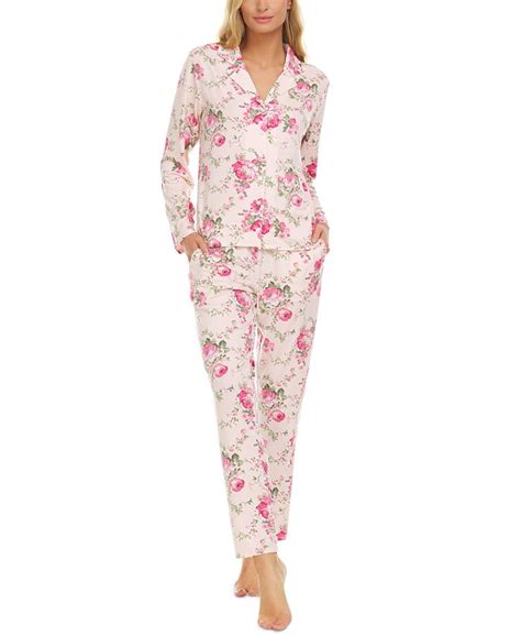 Flora By Flora Nikrooz Tammy Notch Collar Top And Pants Pajama Set And Reviews All Pajamas Robes
