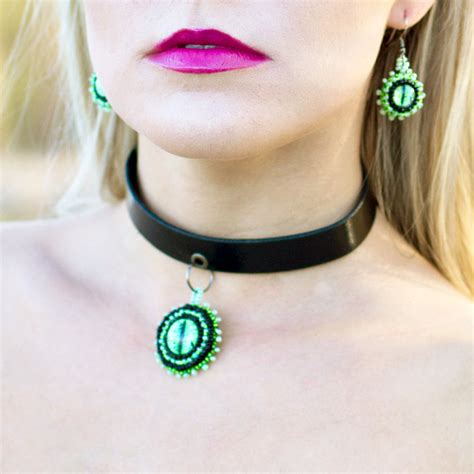 Dragon Choker Necklace Black And Green Twisted Pixies